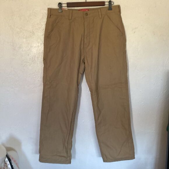 NWT Coleman tan fleece-lined work pants, 34W 30L - Picture 1 of 8